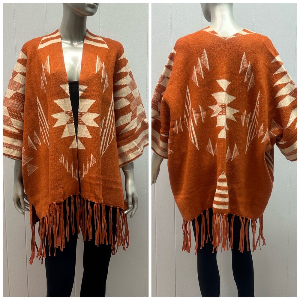 A-Mazing Fringed Ruana Poncho